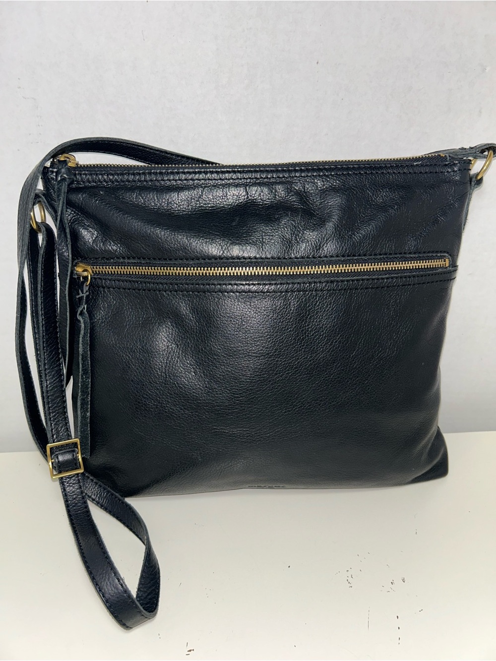 Margot New York Black Pebbled Leather Crossbody Shoulder Bag